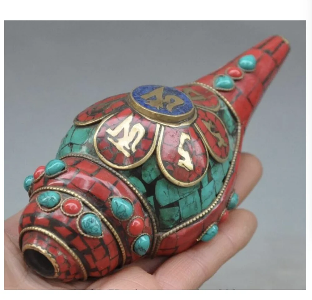 Собирайте Редкие Тибетский буддизм бронзовый инкрустация Бирюза Коралл