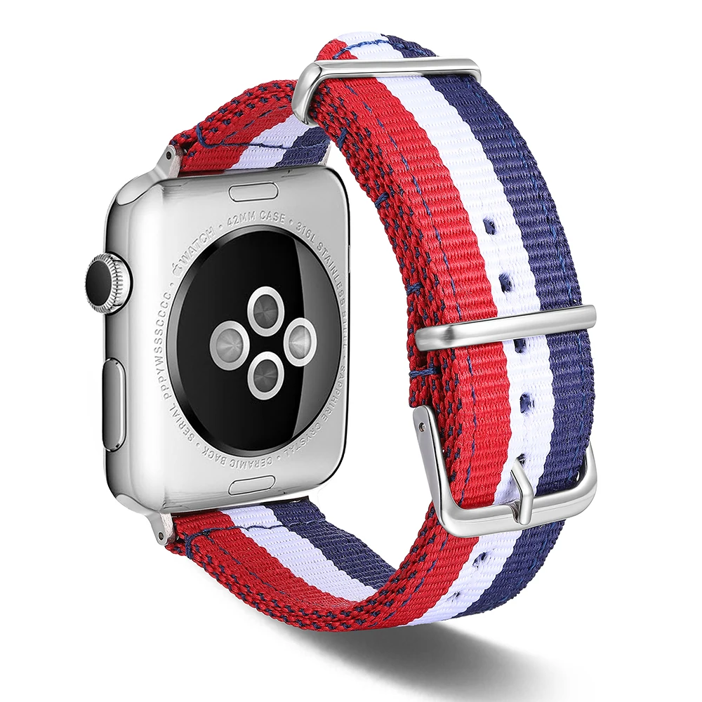 Ремешок для Apple Watch Band 42 мм 44 нейлоновый браслет iWatch 4 Радужная лента прочные