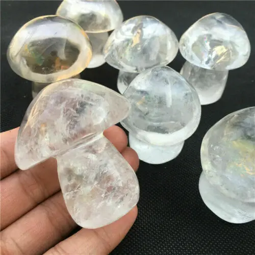 1 шт. Натуральный прозрачный кварцевый резанный вручную гриб кристалл череп