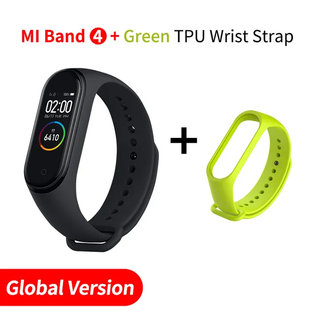 Add LightGreen Strap Глобальная версия Xiaomi Mi 4 смарт-Браслет фитнес-браслет трекер сердечного ритма цветной дисплей мгновенное сообщение 135 мАч часы - Цвет: Add LightGreen Strap