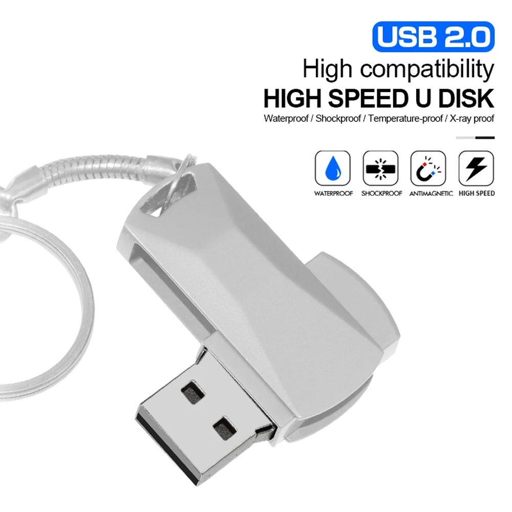 

Флэш-накопитель USB 2,0 металлический водонепроницаемый, 32 ГБ, 64 ГБ, 16 ГБ, 8 Гб