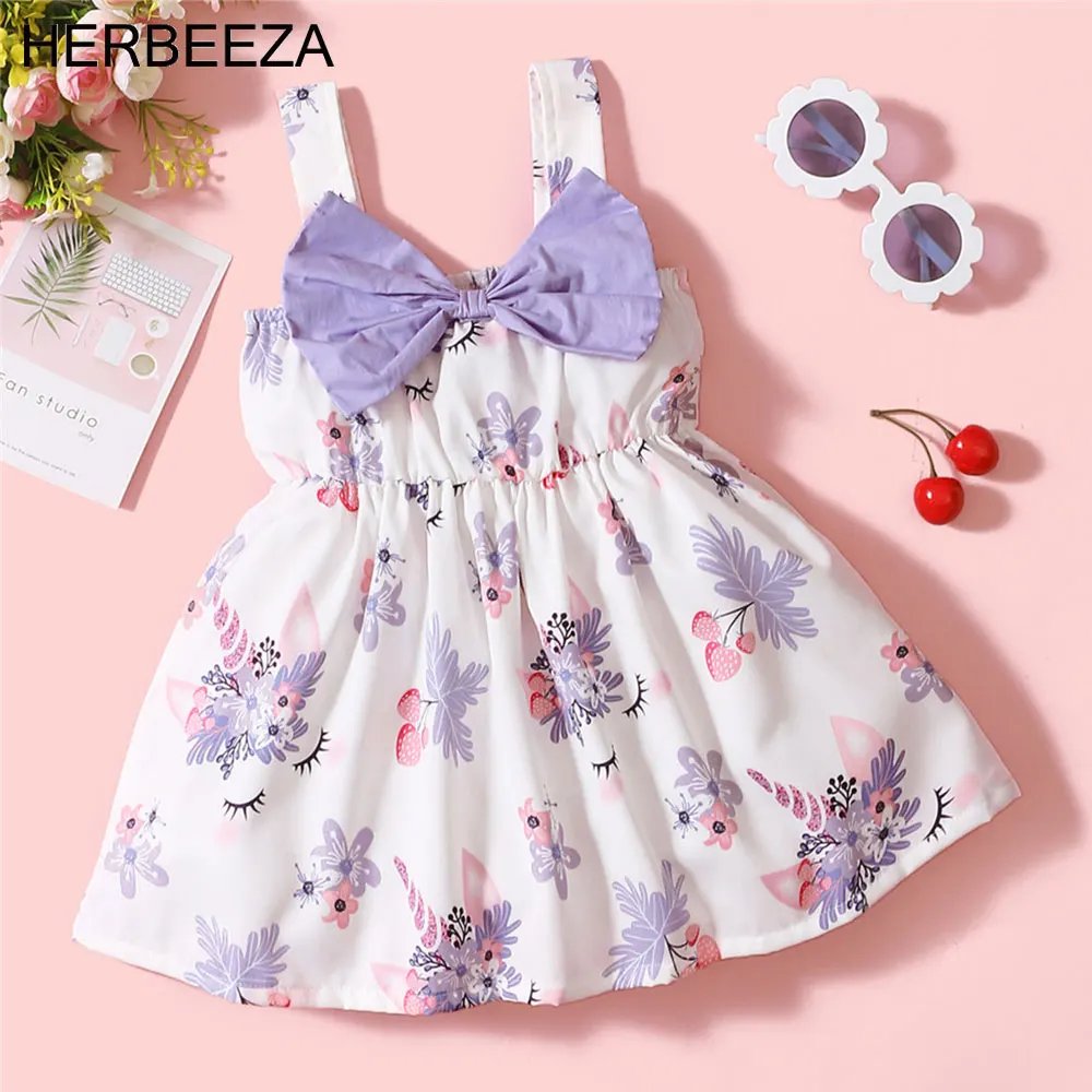 

HERBEEZA Summer Baby Girl Dress Floral Print Newborn Infant Skirt For Girls Christening Gowns Princess Birthday Dress for Baby