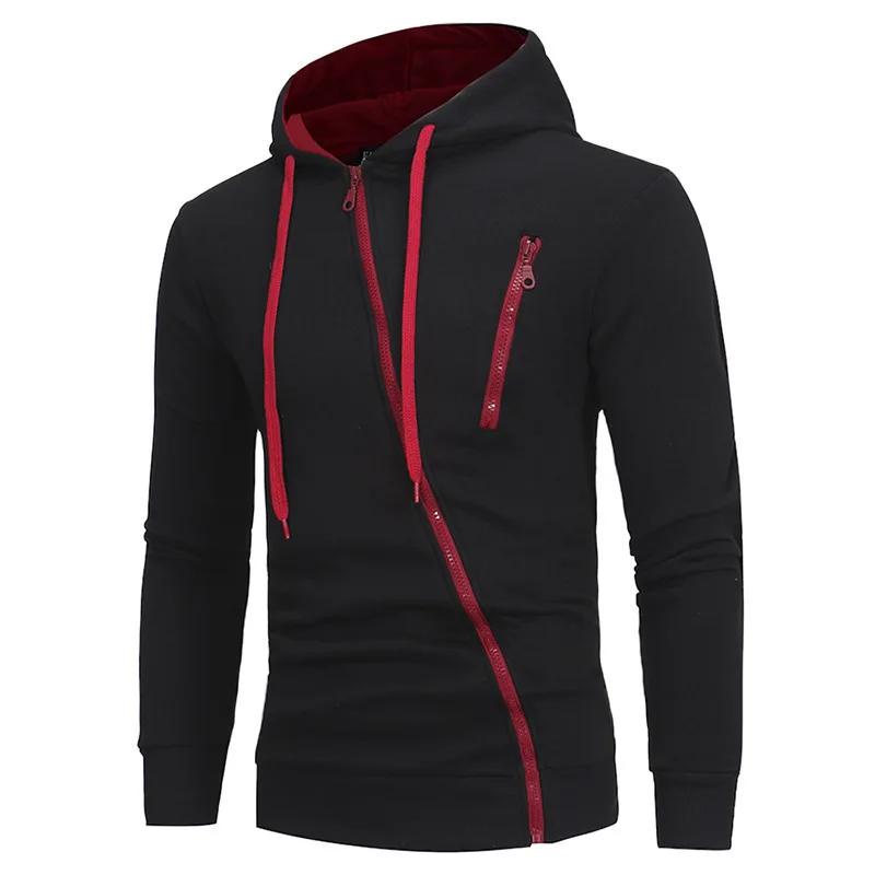 

Popular 2021 Winter New Features Oblique Zipper Men's Casual Slim Fit Hooded Cardigan Sweater