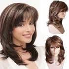 Чудесные длинные натуральные волнистые парики для женщин, Омбре волнистые блонд-коричневые натуральные синтетические парики, термостойкие парики из волос