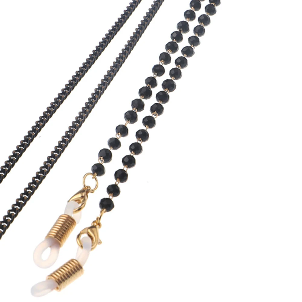 

2020 New Fashion Glasses Neck Strap Chain Acrylic Crystal Black Beads Eyeglasses Necklace Metal Sunglasses Cord Lanyard
