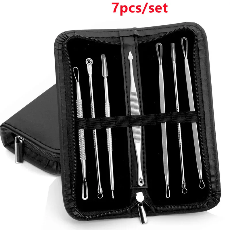 

7 Pcs Acne Blackhead Remover Needle Tools Set Blackhead Tweezer Pimple Extractor Stainless Steel Acne Removal Skin Care Tool