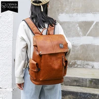 luxury pu leather back pack laptop large capacity waterproof mens backpacks brand designer backpack for men vintage male bags