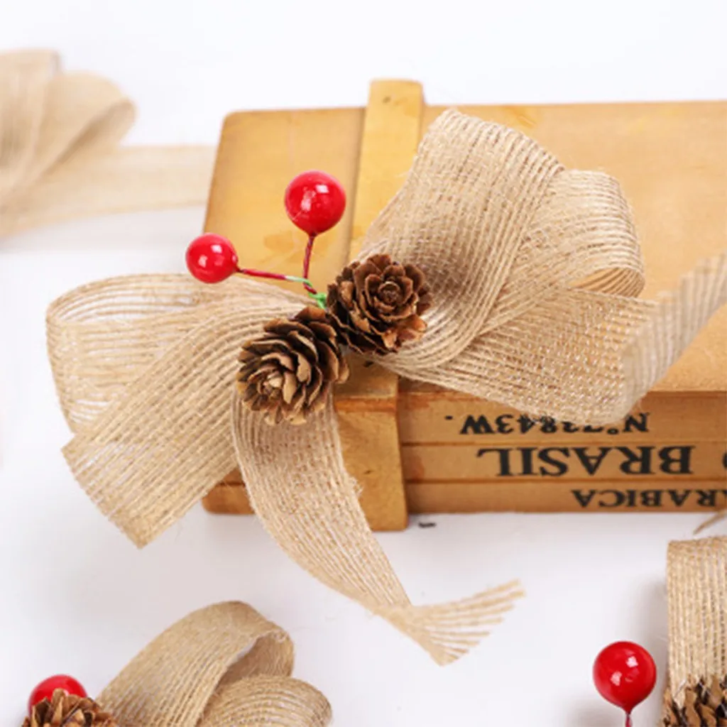 Рождественские конусы красные фруктовые украшения банты для рождественской