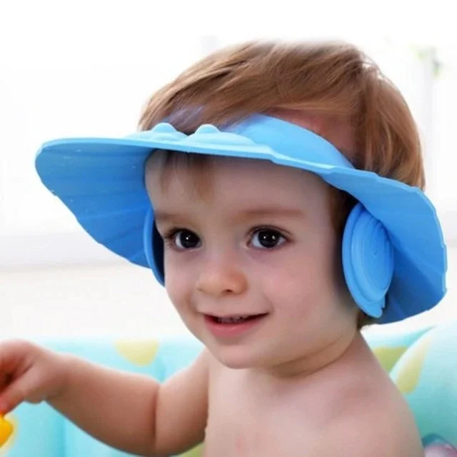 

Cheerful Bath Water Blocker Baby Bath Hat Button Headphon 472148546