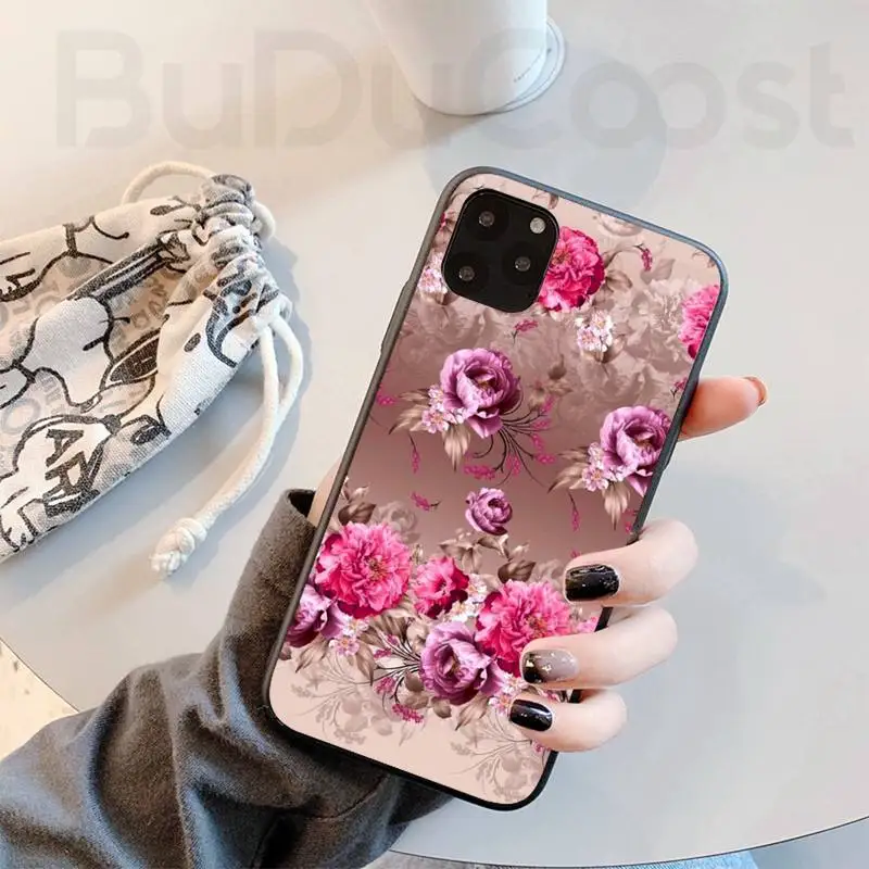 

Elegant Pink Purple Peony Flower On the Vase Phone Case For iPhone 11 Pro Max XR XS Max 6S 8 7 Plus case