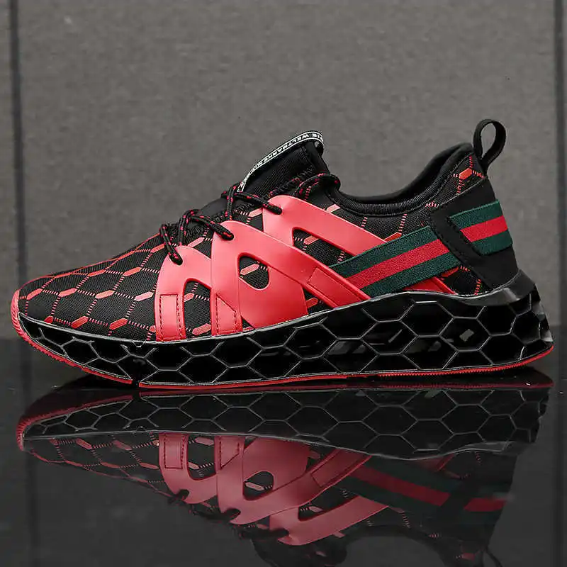 

New Pattern Casual Men Sneakers Running Shoes Lightweight Outdoor Running Shoes Jogging Walking Lace-up Athletic Footwear White