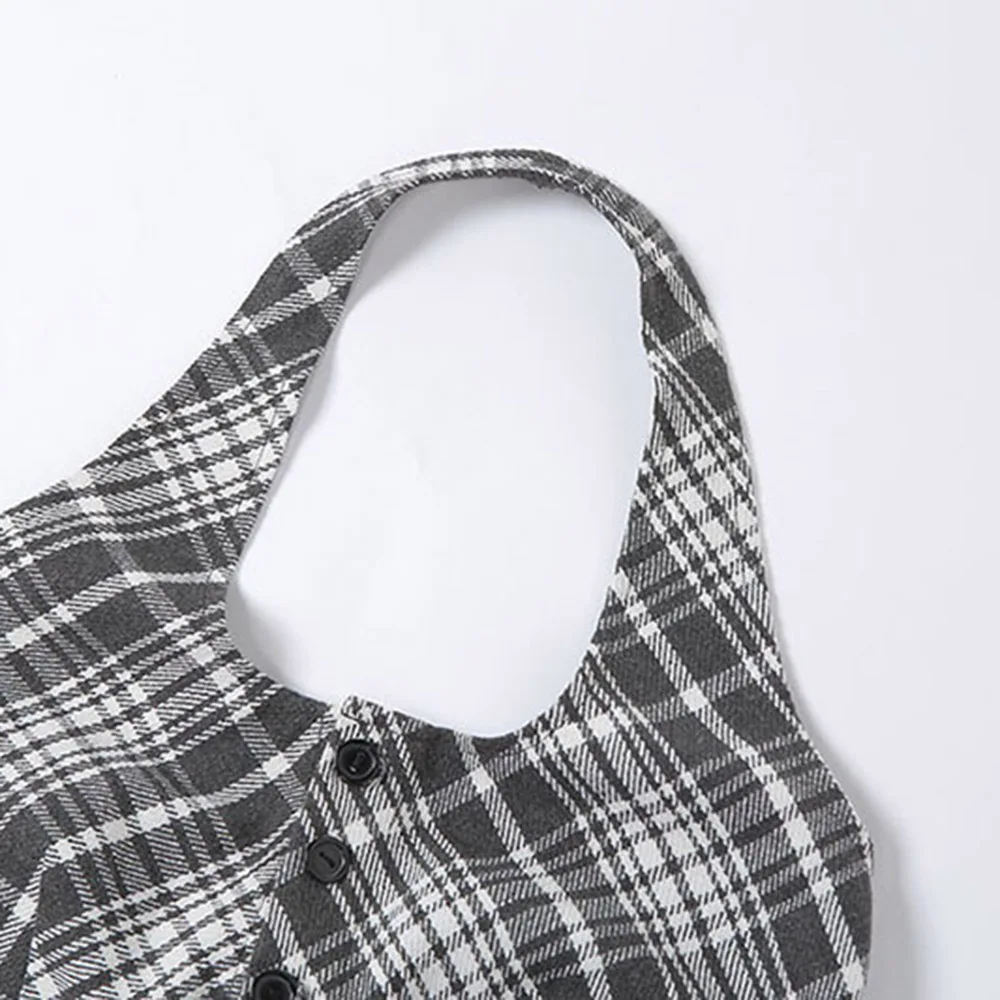 

Sexy Tank Top 2021 Spring Summer Fashion Hipster Designer Thin Creative Backless Single-breasted Lattice