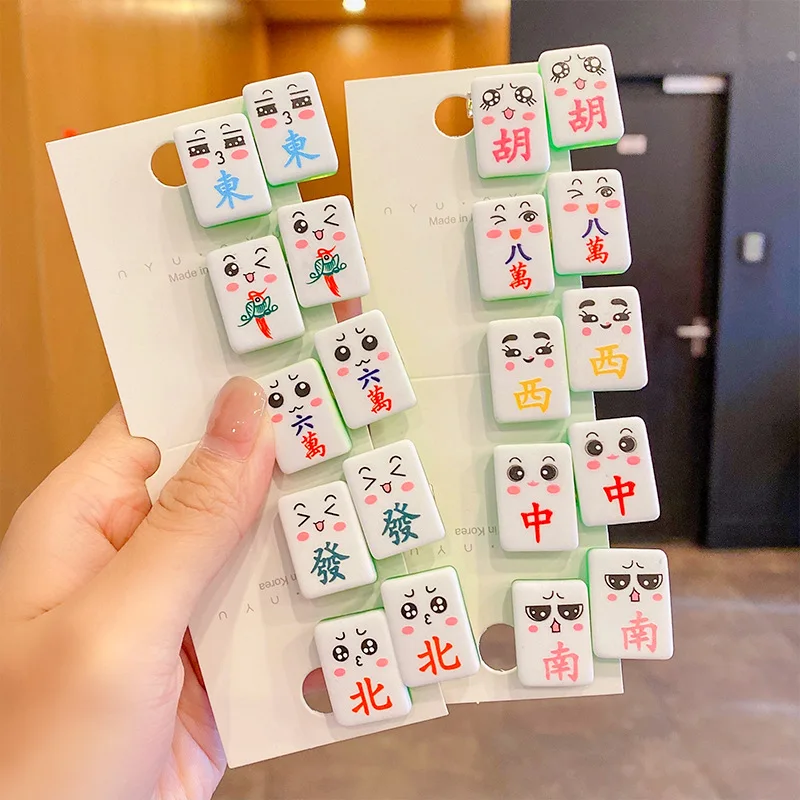

Cute Mahjong Hairpin Broken Hair Clip CreativeHair Accessories Fashion Hairpin Accessories Funny Cartoon Fun Small hair bows