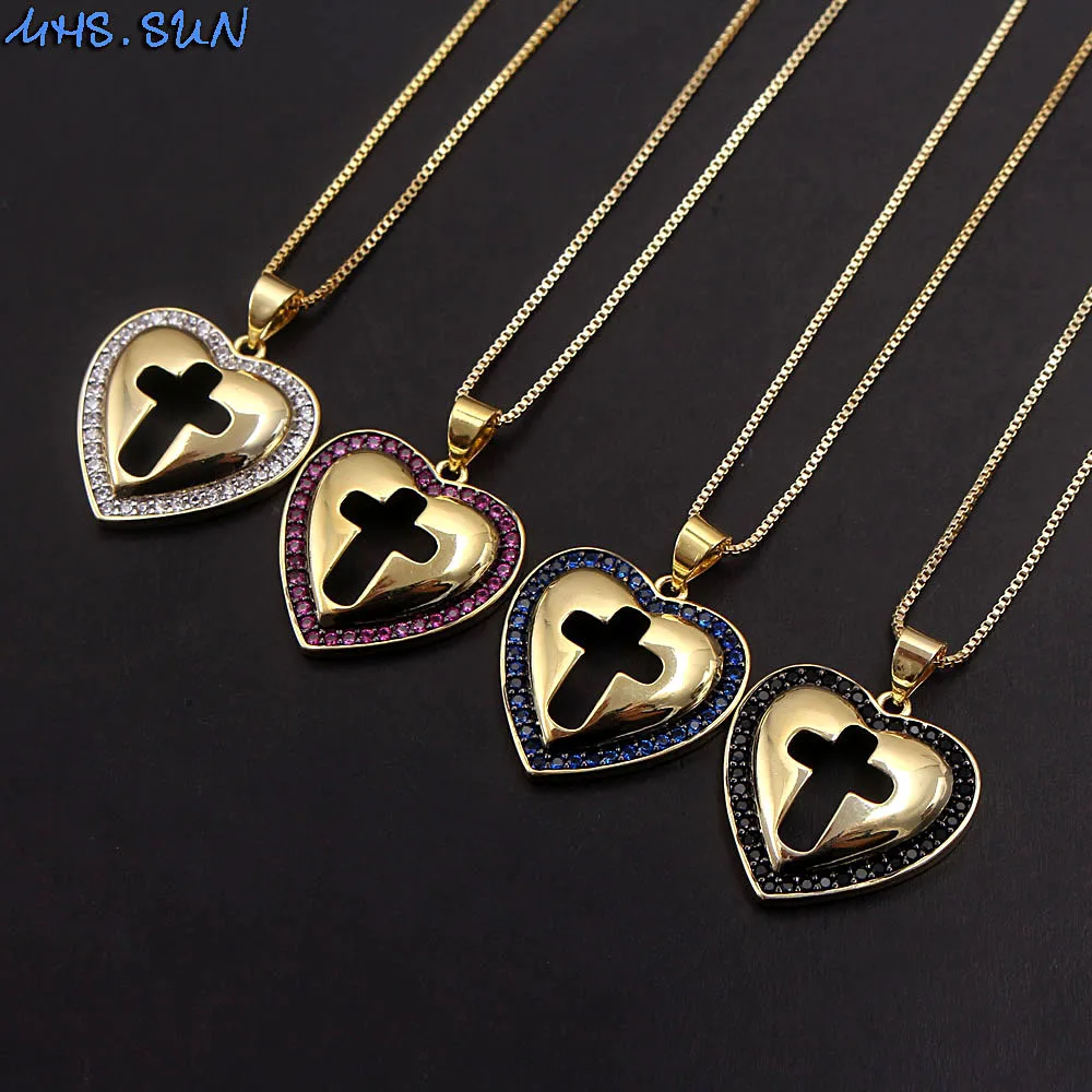MHS.SUN модное женское ожерелье с подвеской в форме сердца кубическим цирконием