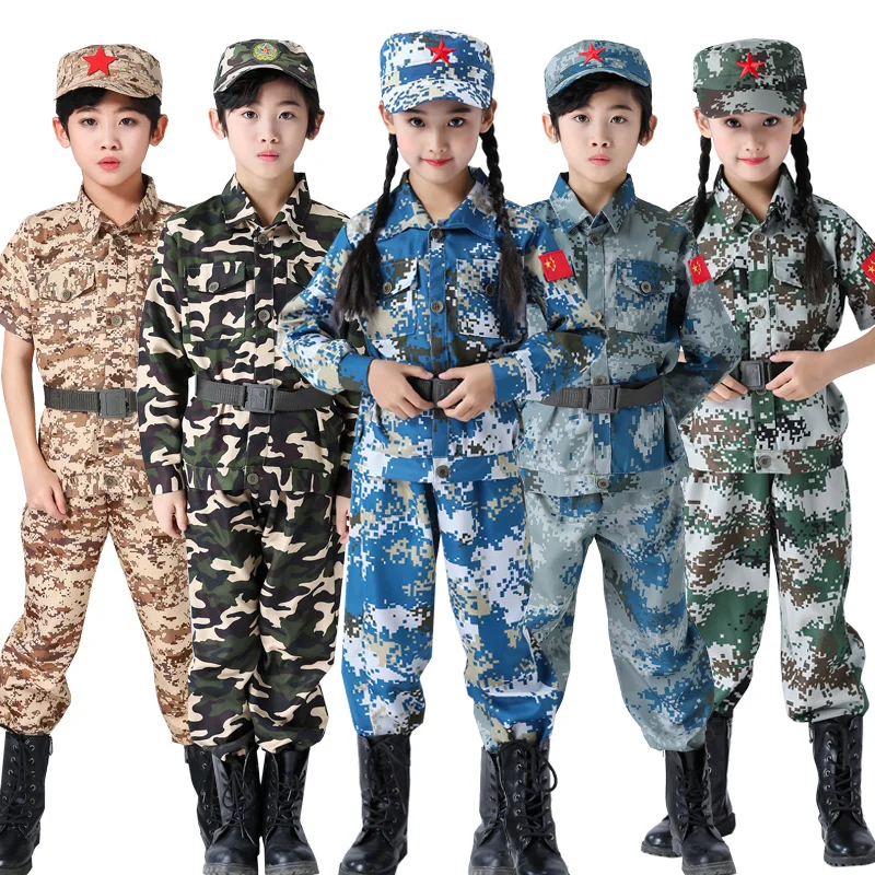 Boys Military Training Uniforms Children Combat Tactical Camouflage Summer Camp Party Costumes Kids Girlshalloween Army Suits