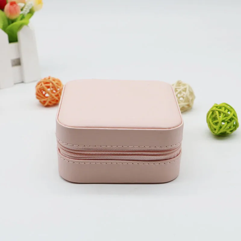 

Jewelry Box Portable Storage Organizer Earring Holder Zipper Women Jewelry Display Travel Case 100x100x50mm