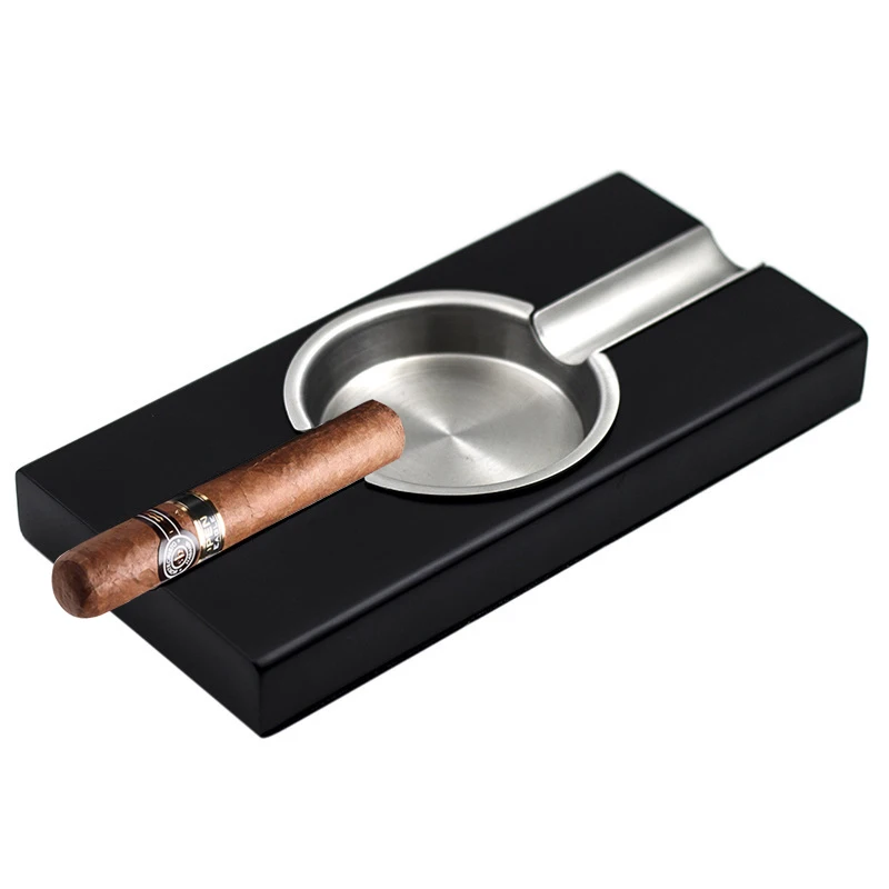 

Portable Cigar Ashtray Home Ashtray Luxury Tobacco Oak Wood Holder 2 Rests Cigarette Holder Cigar Ash Tray