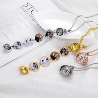 ebay hot selling creative multi layer photo box photo pendant new european and american hollow wings folding necklace