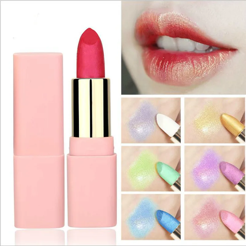 LULAA Яркая блестящая металлическая губная помада долговечная хайлайтер
