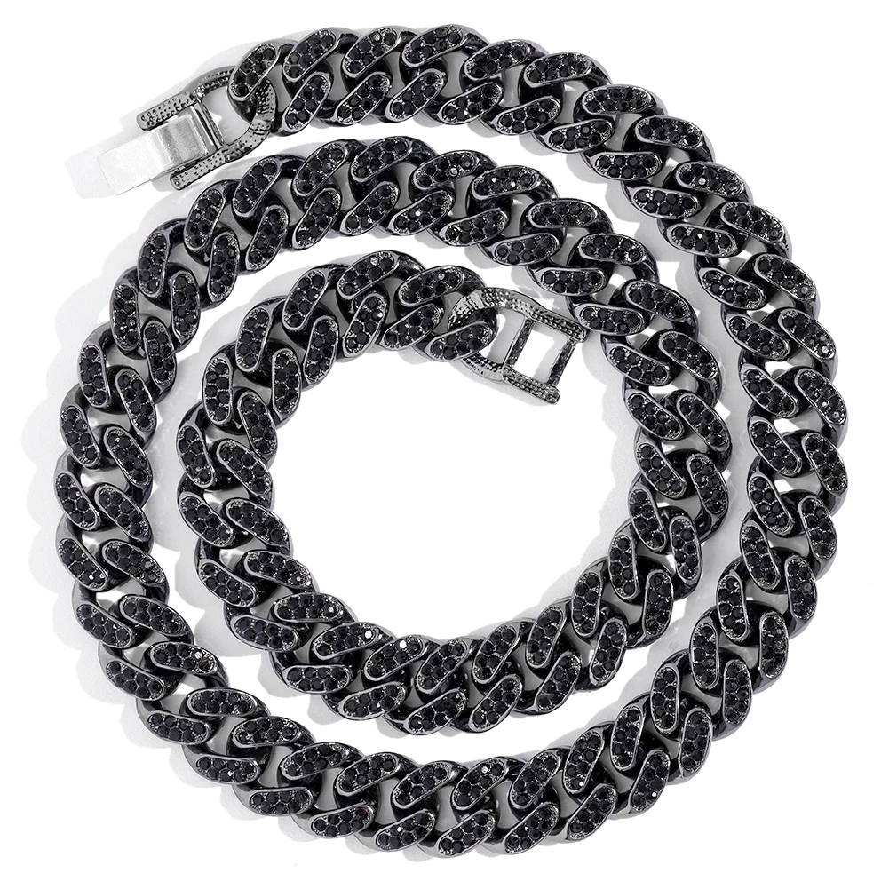 

Iced Out Men Women Black Cuban Chain Link Necklace Vintage Gothic Punk Streetwear Rhinstone Rapper Necklaces Hip Hop Jewelry