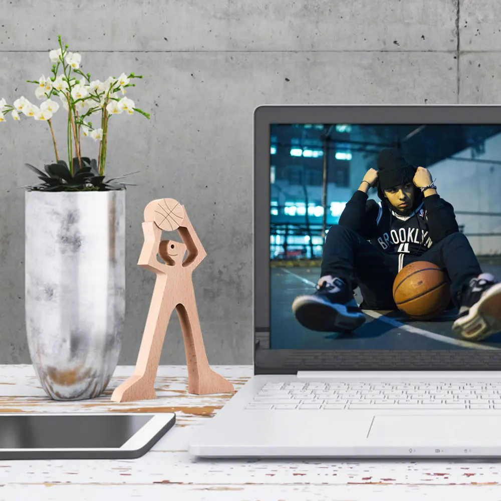 

Basketball Player Wooden декор для дома Sculptures room Decor Wood Ornament Desktop Statue noel Gifts Creative Office Decorati