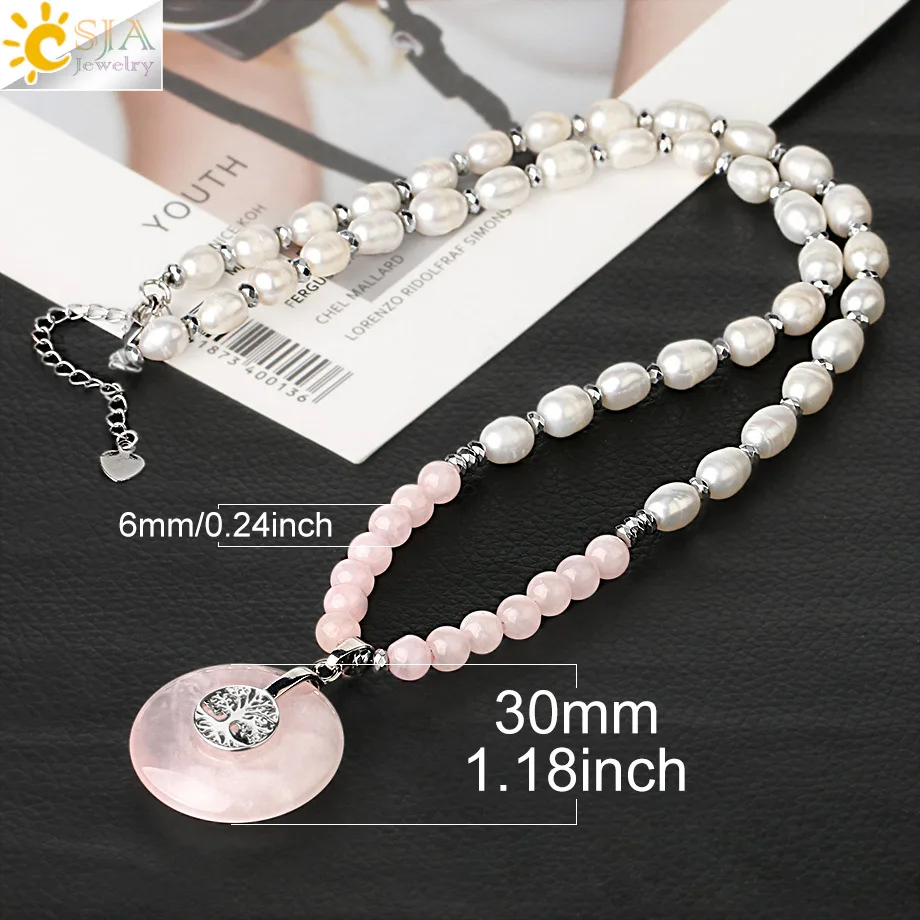 Овальное ожерелье CSJA из натурального жемчуга ажурное круглое мирное с пряжкой