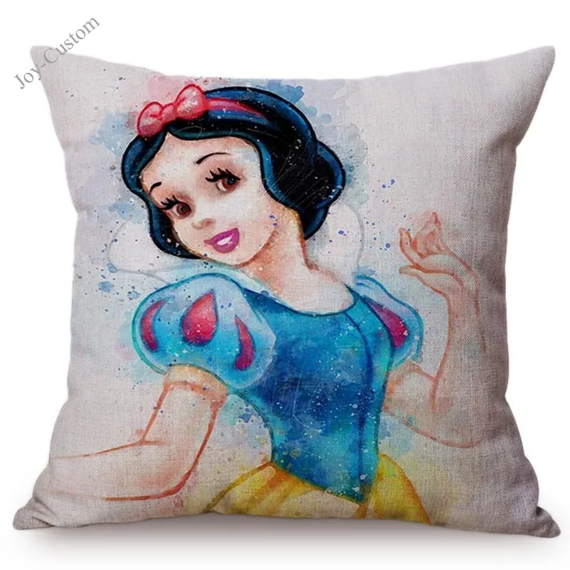 Fairy Tale Snow White Princess Printed Cushion Cover Mermaid Ariel Rapunzel Home Decorative Sofa Car Chair Throw Pillow Case |