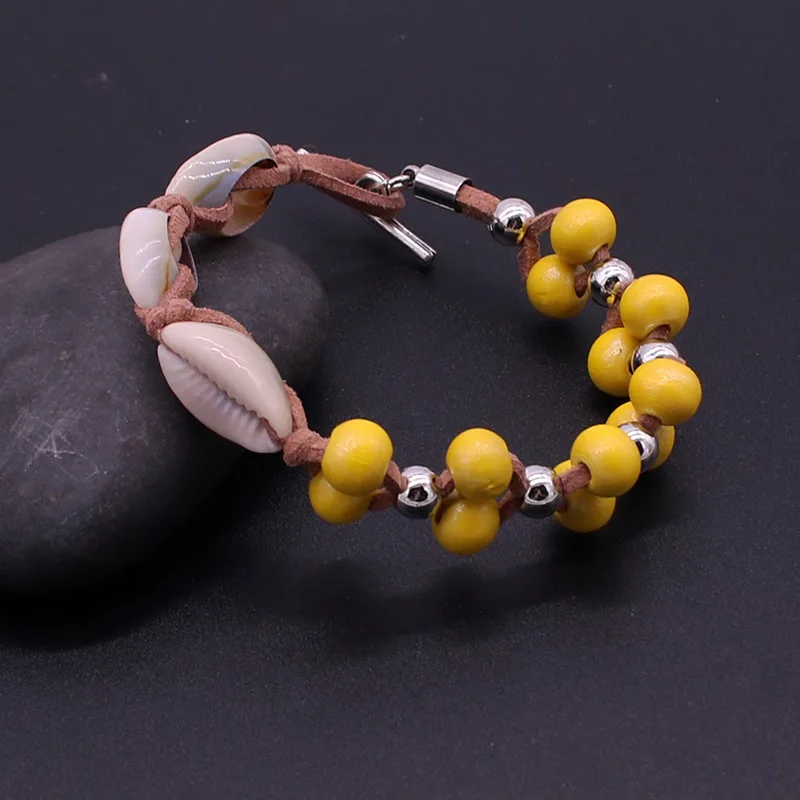 

Bohemia Beaded Bracelet Leather Rope Shell Wood Beads Woven Men's and Women's Bracelet & Bangle Fashion Charm Bracelet Jewelry