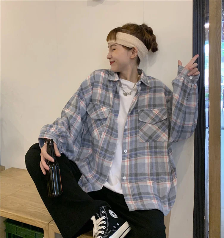 

Женская рубашка в клетку, с принтом в виде соли