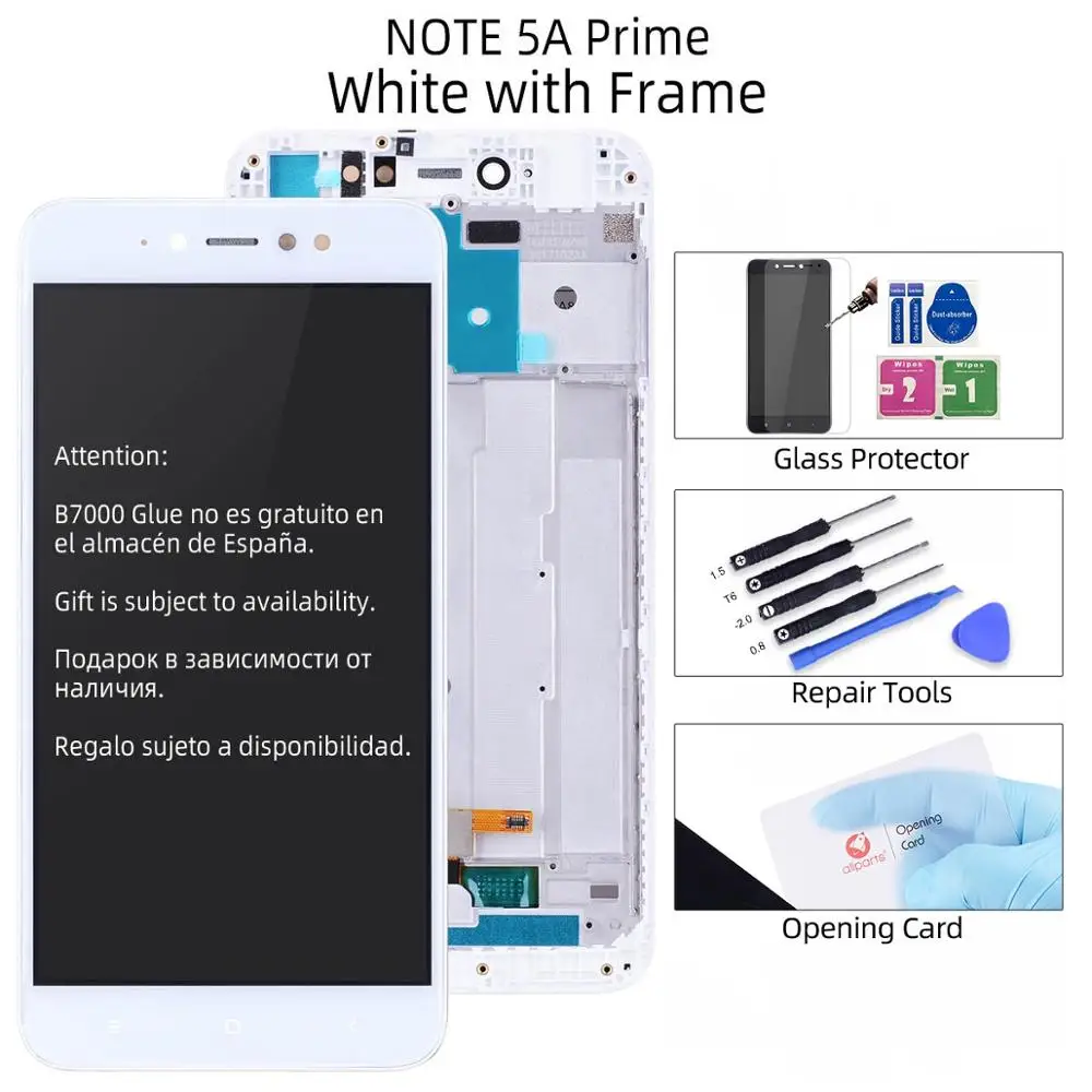 Дисплей для XIAOMI Redmi Note 5A 5A Prime Y1 / Y1 Lite LCD в сборе с тачскрином на рамке черный белый - Цвет: 5A Prime White Frame