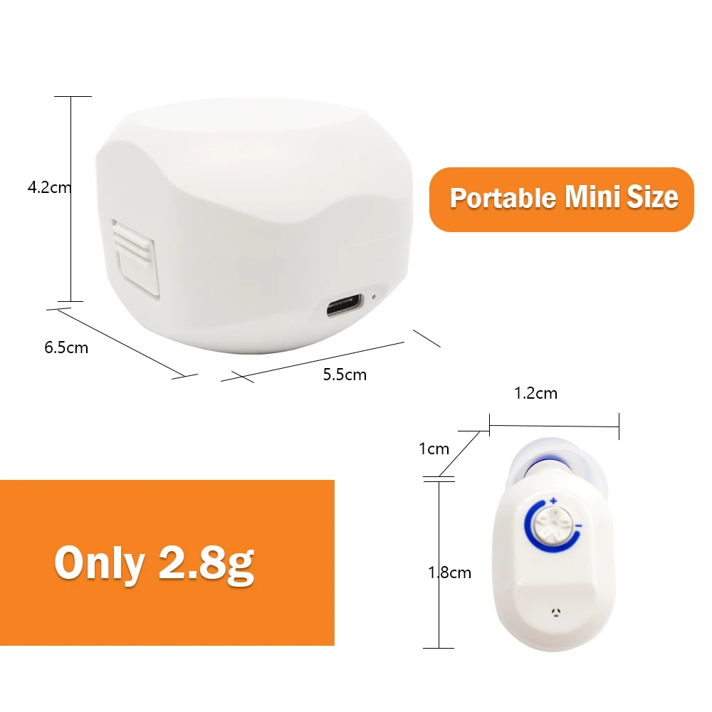 Заряжаемый слуховой аппарат мини-размера 1 пара невидимые наушники с зарядным