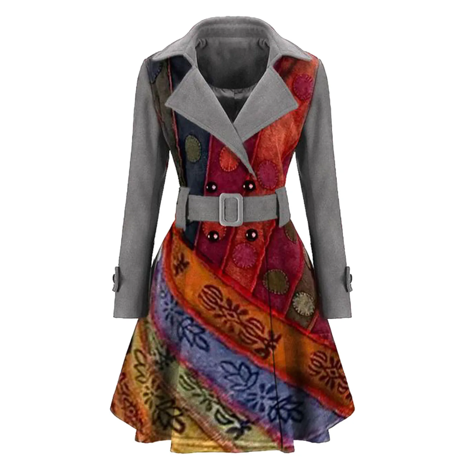 

woman jacket winter 2020 new Ladies retro long-sleeved belt wool print jacket casual warm jacket ropa de mujer