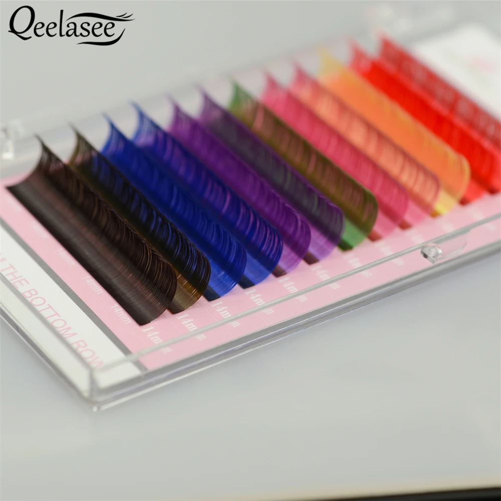 Qeelasee, Новое поступление, 8 цветов, радужные цветные ресницы для наращивания ресниц, цветные ресницы из искусственной норки, цветной лосьон для ресниц Cilios