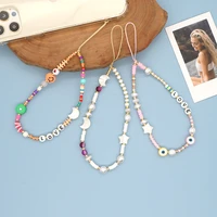 trend design star moon mobile phone case chain simple pearl beaded mobile phone lanyard womens anti lost mobile phone chain