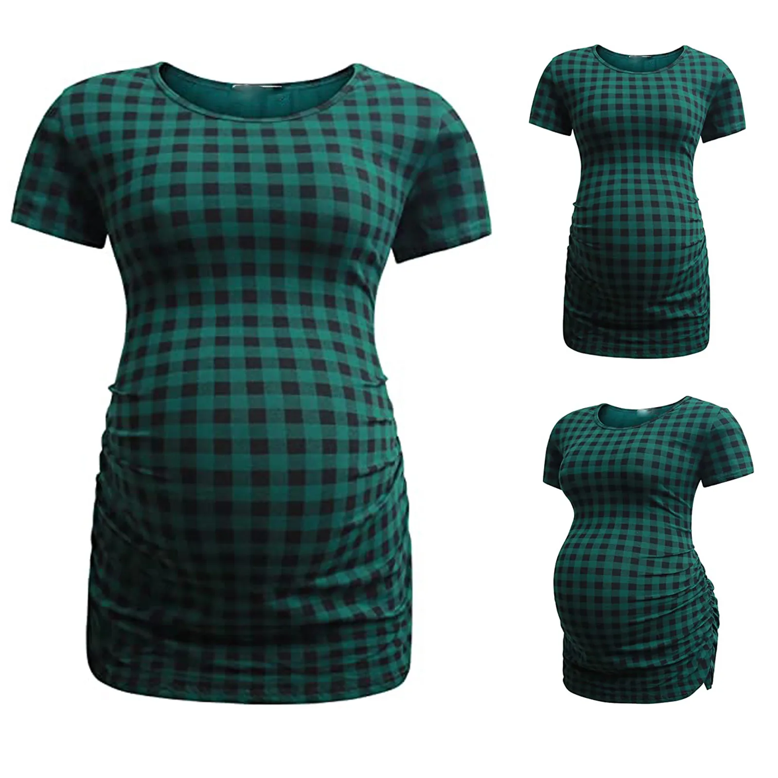 Платье для беременных женщин с коротким рукавом модные топы принтом Футболка