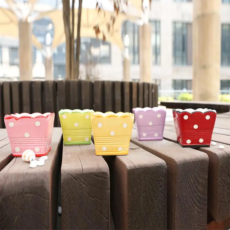 Портативная керамическая Цветочная корзина с рисунком в точку Настольная Ваза