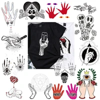 fashion skull hand patches diy a level washable iron on transfer sticker hamse hand fatima appliqued on clothes accessory