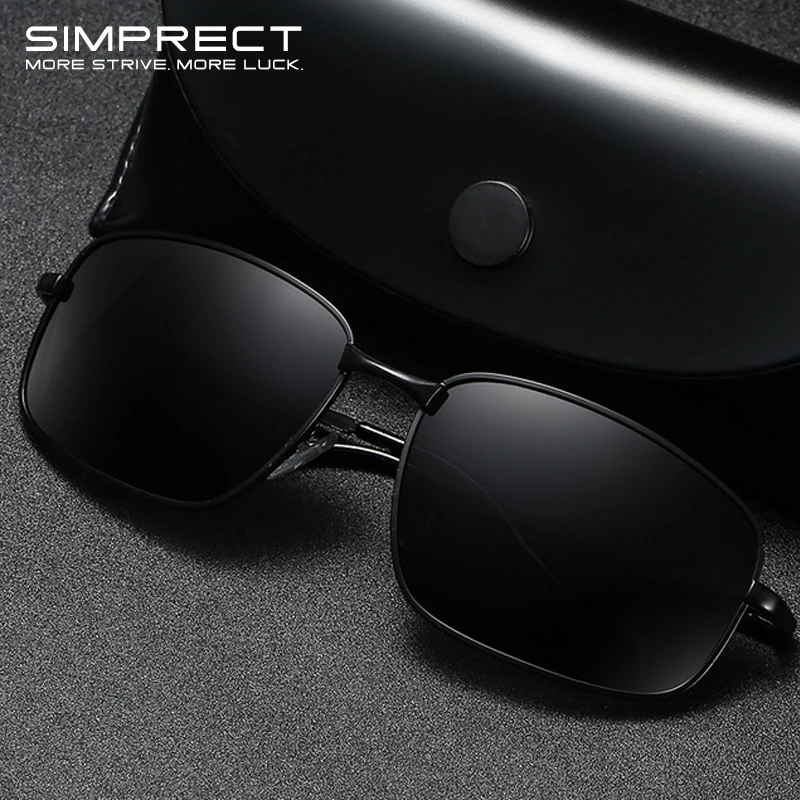 Фото SIMPRECT Anti-Glare Polarized Sunglasses Men 2021 Retro Square Driver's UV400 Vintage Sun Glasses For Oculos Аксессуары для SIMPRECT Anti-Glare Polarized Sunglasses Men 2021 Retro Square Driver's UV400 Vintage Sun Glasses For Oculos Аксессуары для