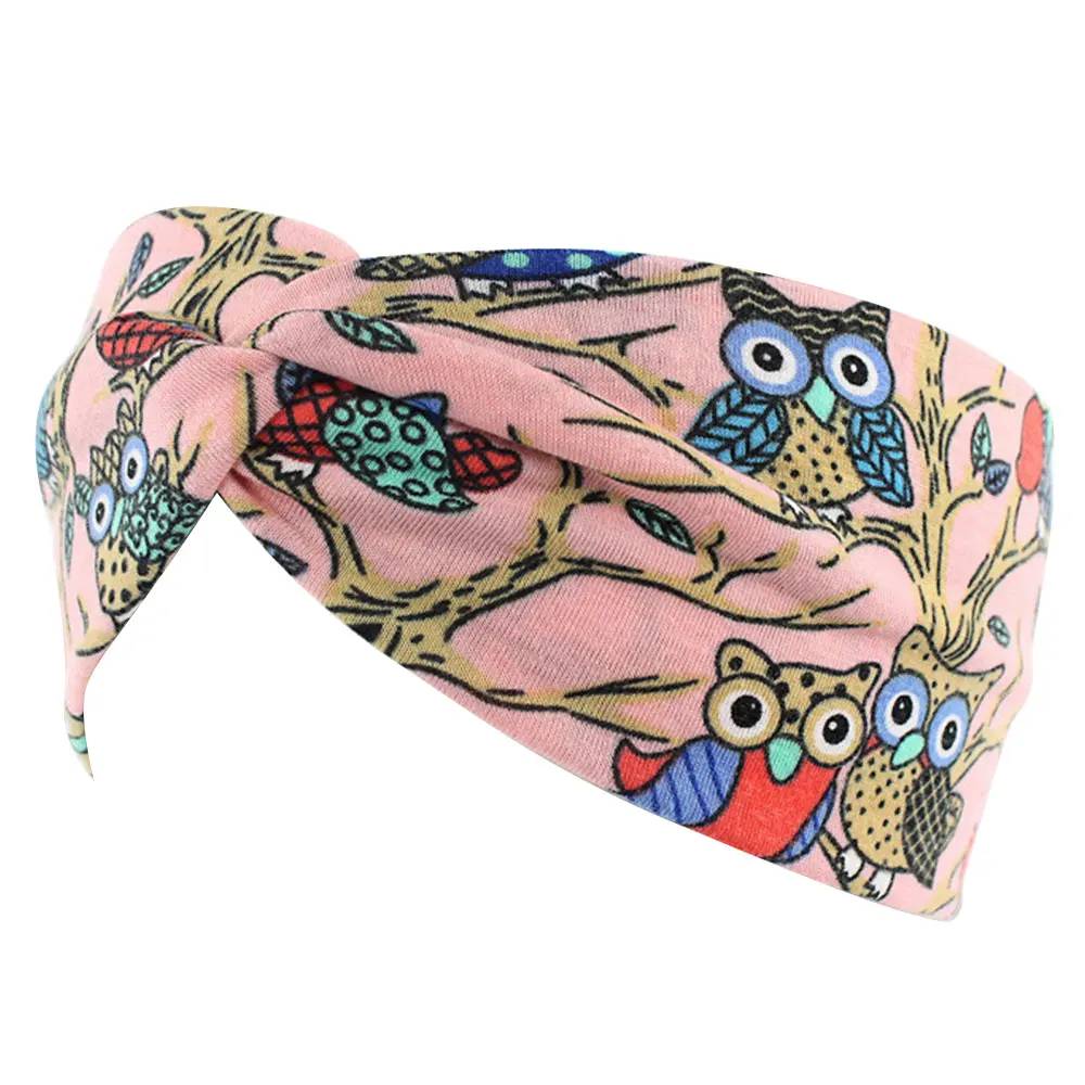 Женские хлопковые повязки с узлом 2 шт. принтом совы в этническом стиле рисунком