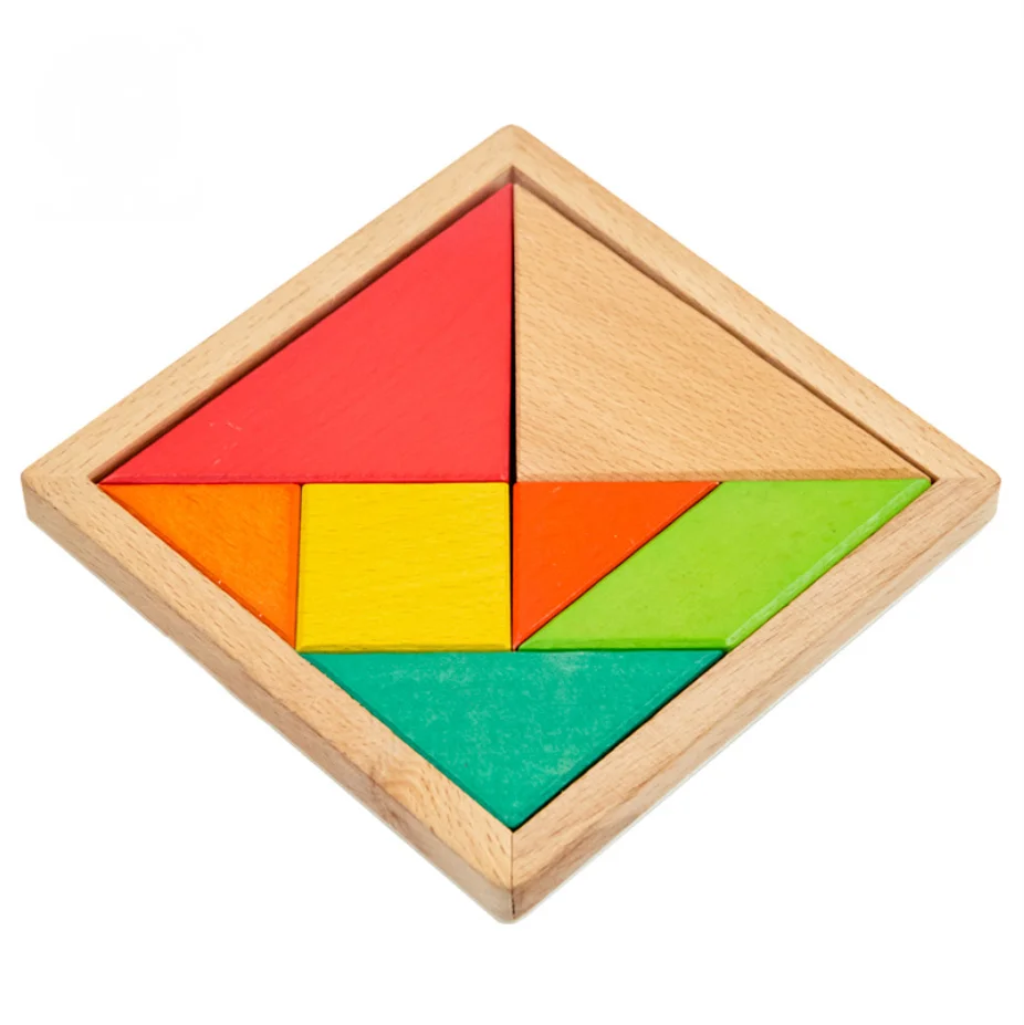 

Деревянная головоломка Tangram, раздвижная красочная головоломка, игрушка, интеллектуальная логическая игра, искусственное образование, голо...