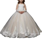 Кружевные Платья с цветочным рисунком для девочек, свадебное платье приемника, платье невесты, детское бальное платье с длинным рукавом, пышное платье для девочек