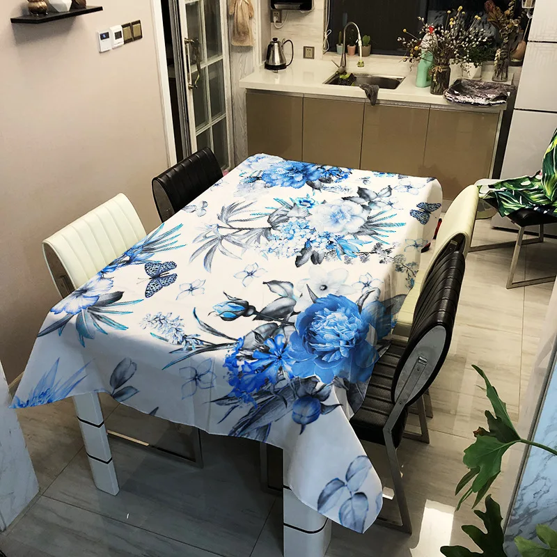 

Floral Series Tablecloth Waterproof Polyester Printing Rectangular Home Coffee Table Cloth Tablecloth