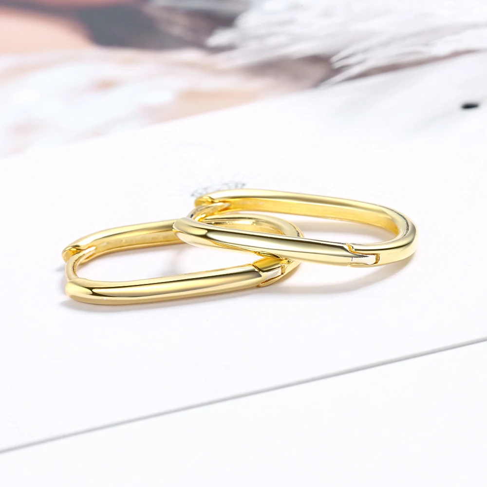 

Fanqieliu Simple Round Gold Color Solid 925 Sterling Silver Hoops Earrings For Women FQL20362