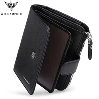 new men fashion genuine leather wallet business credit card holder wallet multifunction zip williampolo purse photo case