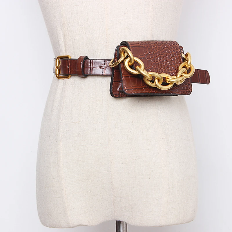 

Multicolor Chain Mini-bag Pu Leather Long Belt Personality Women New Fashion Tide All-match Autumn Winter 2020