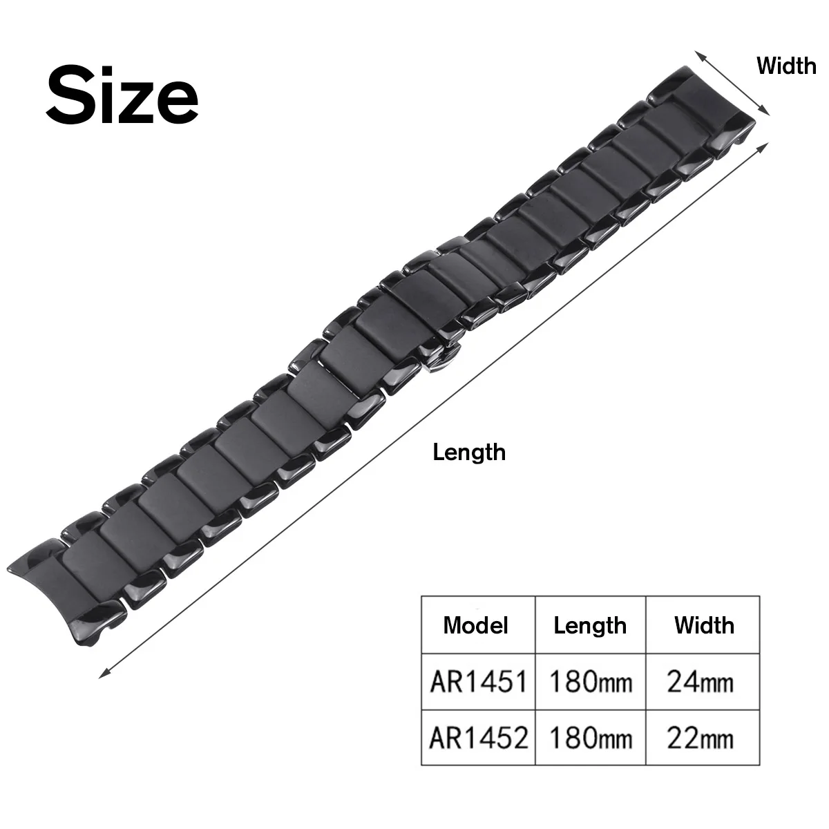 

22/24mm Durable Ceramic Watch Band Stainless Steel Watch Chain Strap Watch Bracelet For EMPORIO For ARMANI AR1451/AR1452