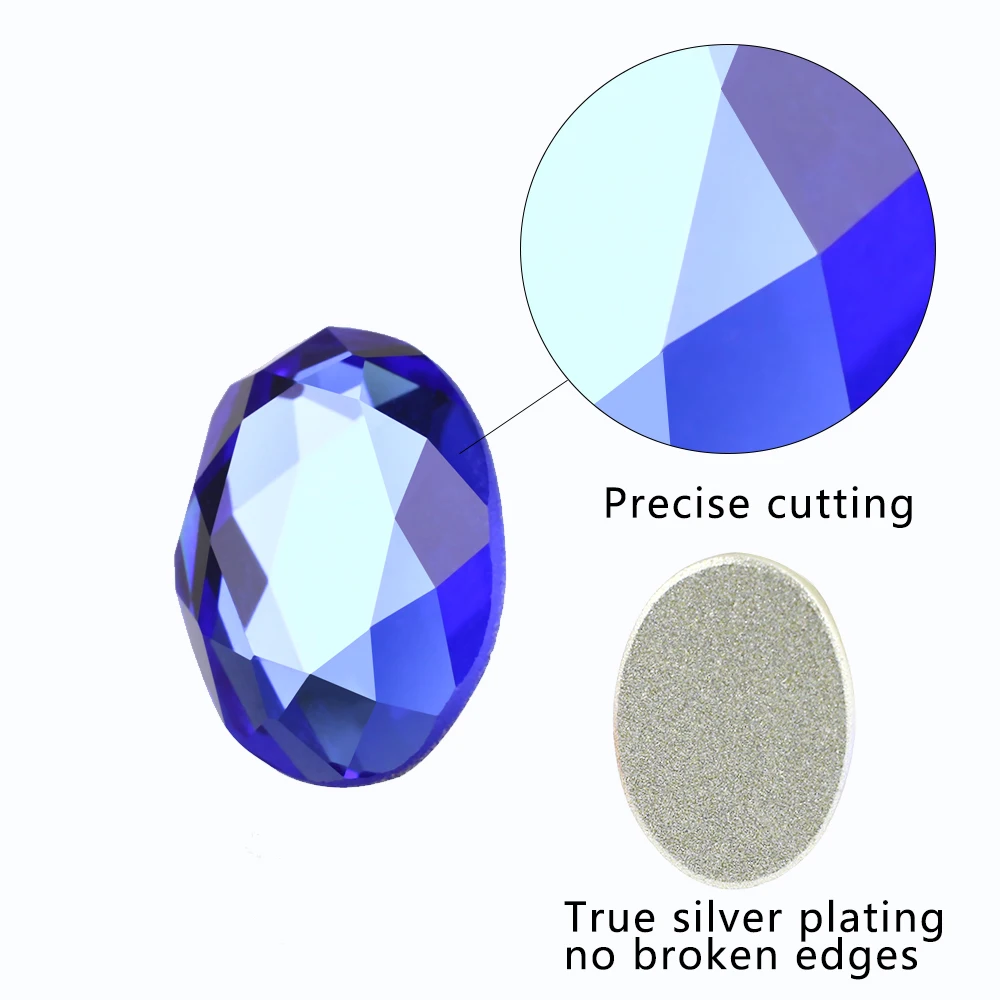 Junjiao Овальный Форма кристаллы для ногтей камни с плоской задней частью Стразы