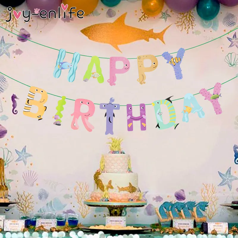 Тропическая рыба с днем рождения бумаги баннер для вечеринки в честь Дня