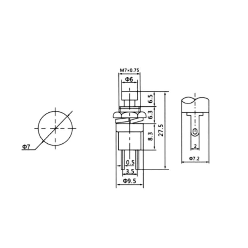 

6PCS PBS-110 7MM Normally Open Momentary Push button Switch Push Button Micro Switch Hot Selling