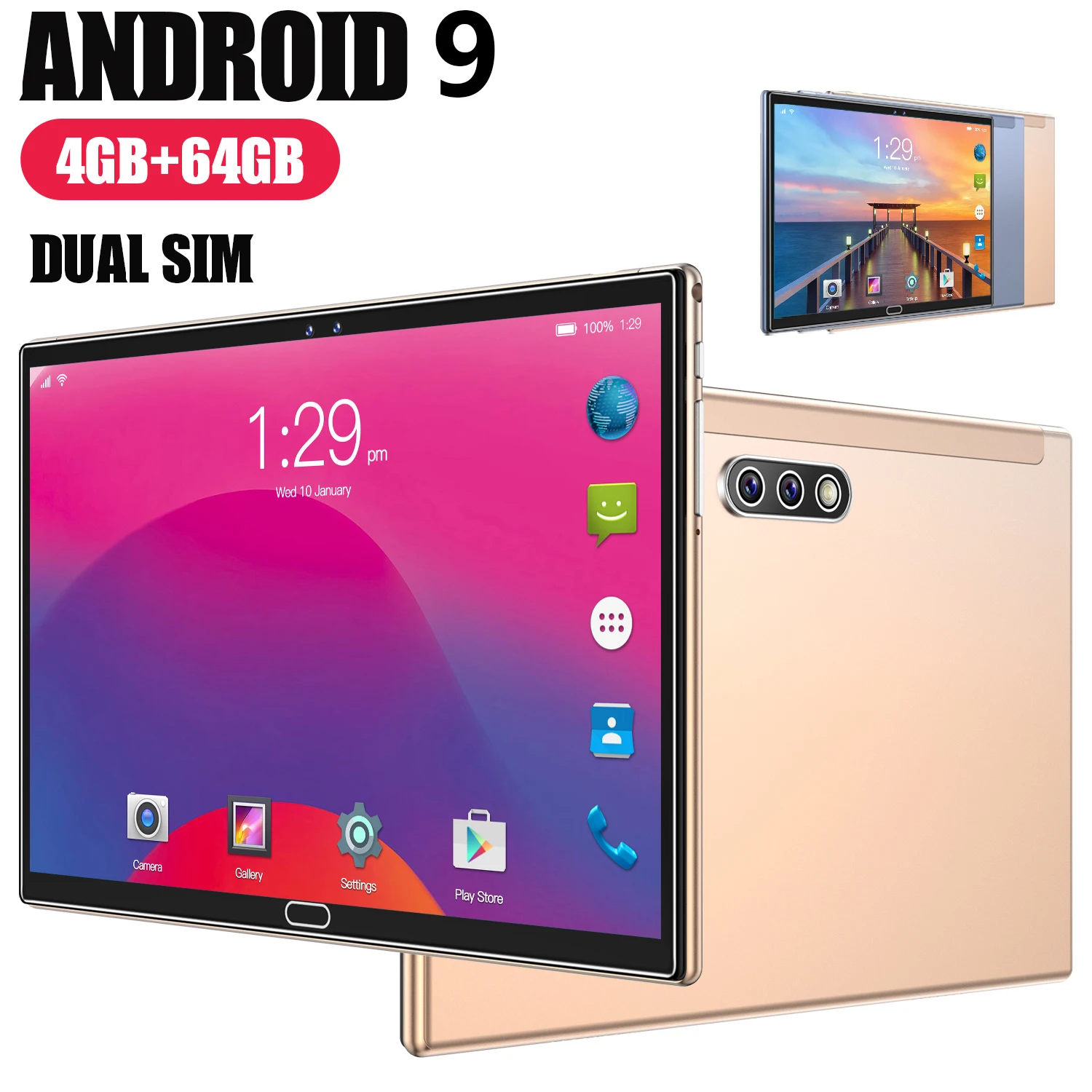 2021 новейший 10 1 дюймовый планшет Android 9.0 WIFI 4 Гб + 64 с двумя SIM-картами Двойная камера